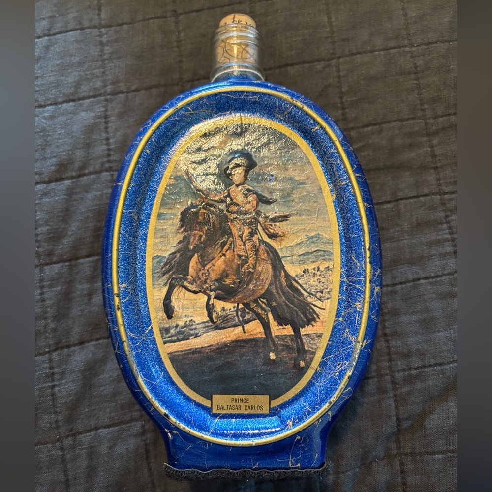 Jim Beam 1972 Decanter Prince Baltasar Carlos Blue Gold Screw Open‎ Empty